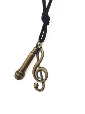 Colar clave do sol e microfone músico musicista ouro velho