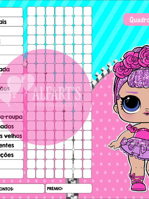 Quadro de tarefas infantil, arte digital lol