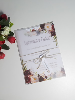 Convite envelope luva papel vegetal floral