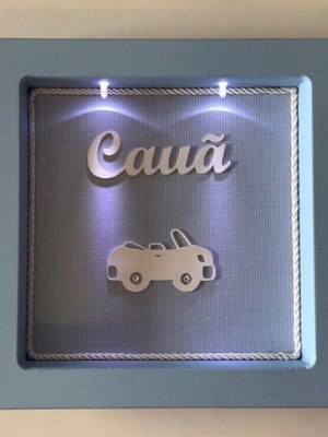 Quadro cauã com carrinho e led