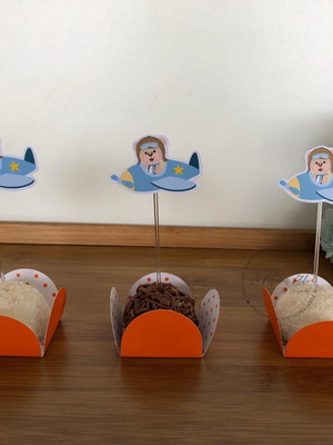 Topper para docinho ursinho aviador