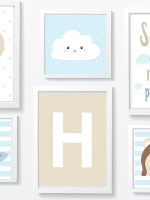 Quadro decoração quarto bebê urso aviador -a4