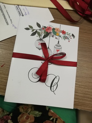 Convite casamento de pássaros