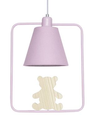 Lustre pendente moderno ursinha rosa ursa quarto bebê menina