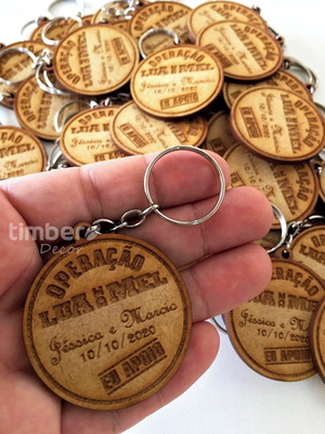 Chaveiro personalizado - mdf - operação lua de mel