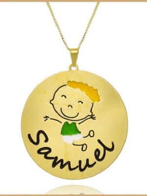 Colar personalizado redondo menino com nome