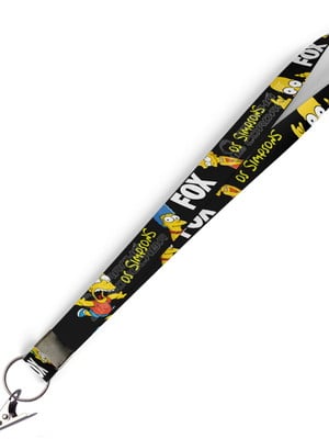 Cordão para crachá os simpsons preto c0184p presilha jacaré