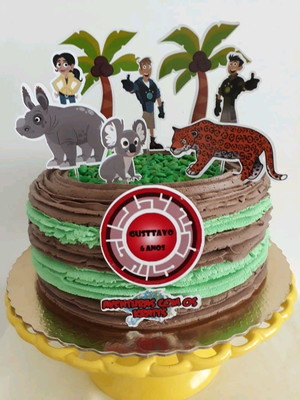 Topo de bolo aventuras com os kratts