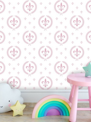 Papel de parede flor de liz rosa