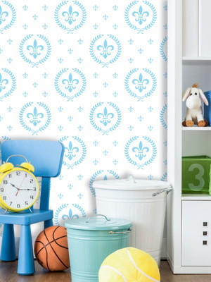 Papel de parede flor de liz azul