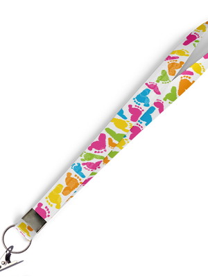 Cordão para crachá pezinhos c0150p com presilha jacaré