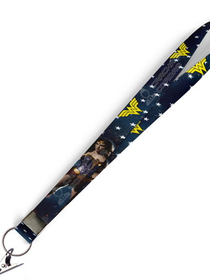 Cordão para crachá mulher maravilha azul c0118p com jacaré