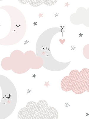 Papel de parede baby nuvens com lua
