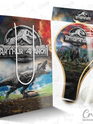 Sacolinha + kit ping pong personalizado - jurassic world 2