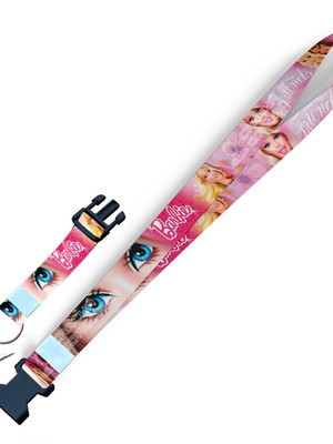 Cordão para crachá barbie c0094p com fecho bolsa e jacaré