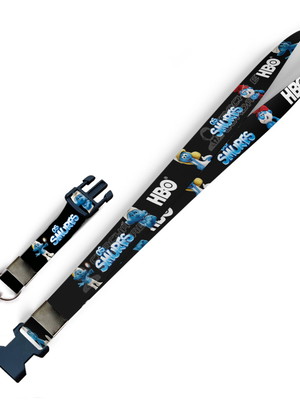 Cordão para crachá smurfs c0057p com fecho bolsa e jacaré