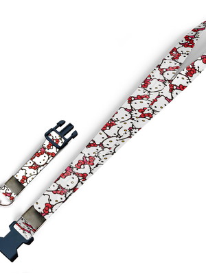 Cordão para crachá hello kitty c0054p fecho bolsa e jacaré