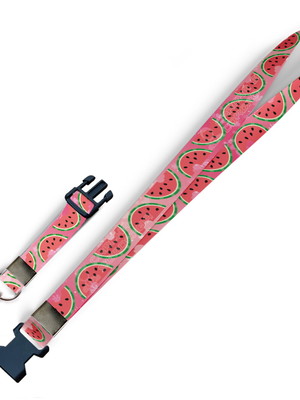 Cordão para crachá melancias c0046p com fecho bolsa e jacaré