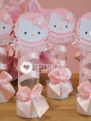 Lembrancinha hello kitty luxo tubete hello kitty rosa