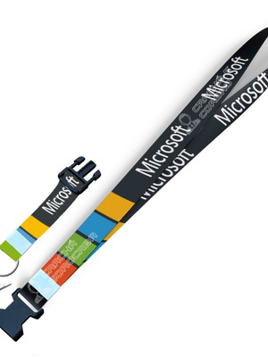 Cordão para crachá microsoft c0016p com fecho bolsa e jacaré