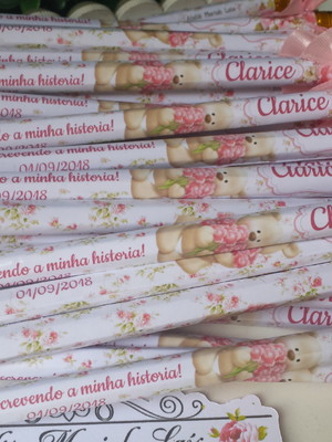 Lápis com laço ursinho (50 un)