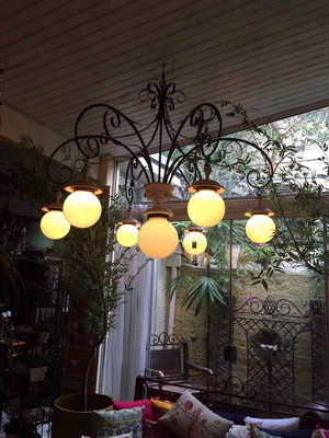 Lustre em ferro artesanal 7 globos 1.50cm diâmetro