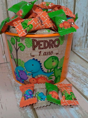 100 balas dino com baldinho
