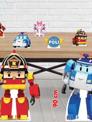 Totem de chão robocar poli e displays de mesa