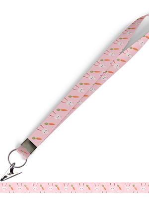 Cordão para crachá coelhinhos c0579p com presilha jacaré