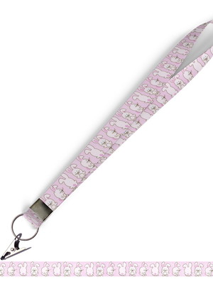 Cordão para crachá coelhinhos c0578p com presilha jacaré