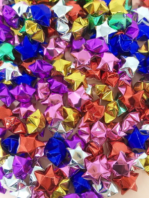 Estrelinhas da sorte metalizadas de origami - 1cm
