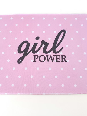 Mouse pad - rosa poá branco - girl power