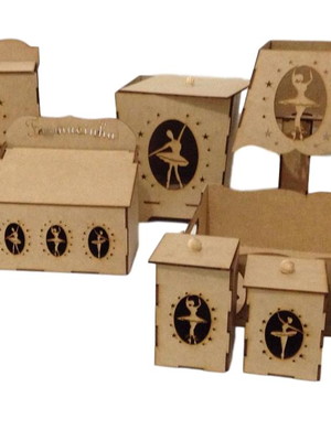 Kit bebe bailarina 8pçs mdf desmontado
