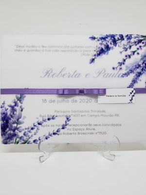 Convite casamento lavanda floral vegetal