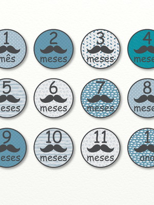 Kit adesivos mesversário mustache