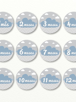Kit adesivos mesversário nuvem azul