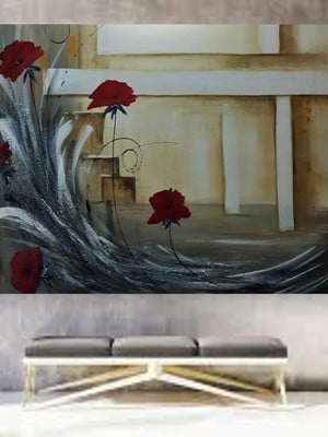 Pintura abstrata em acrílico flores