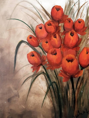 Pintura em acrílico tulipas