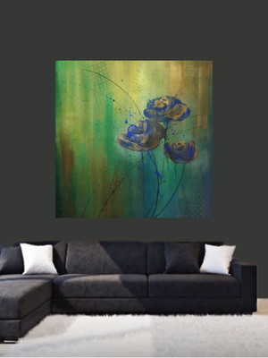 Pintura abstrata em acrílico flores