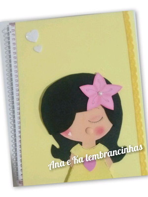 Caderno decorado bonecas com capa