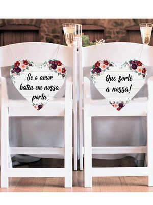 Placas para cadeira dos noivos