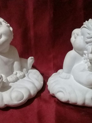 Ajg 151 par de anjo gordo na nuvem em gesso cru