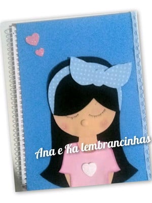 Caderno decorado bonecas/meninas