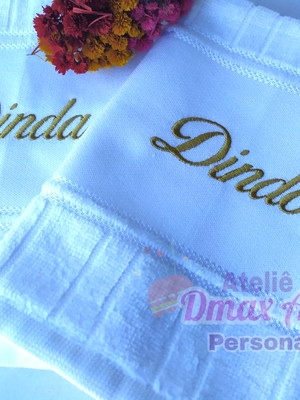4 toalhas bordada dinda/dindo