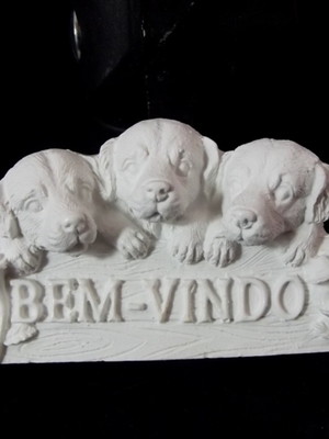Placa welcome cachorro em resina lla 096