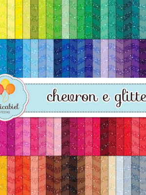 Papel digital - combo chevron e glitter (100 cores)