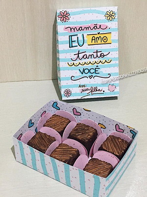 Caixa para 06 doces - dia das mães - 10 caixas