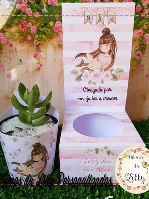Caixa porta suculenta dia das mães