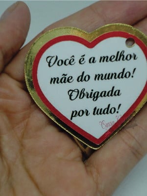 Tag coração com furo mensagem personalizada