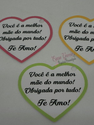 Tag coração com furo e mensagem personalizada